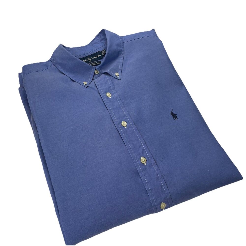 RALPH LAUREN Mens Button Down Blue- 17 1/2 34